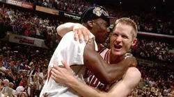 Kerr y Jordan celebrando otro título con los Chicago Bulls