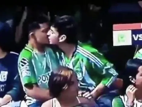 ¡Qué viva el amor! Aficionados de Atlético Nacional se comen a besos en las gradas