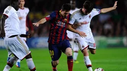 Lionel Messi en un partido ante Milan.
