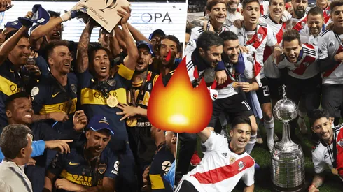 Foto de los jugadores de River y los de Boca.