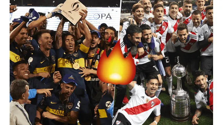 Foto de los jugadores de River y los de Boca.
