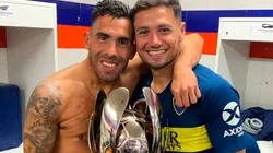 Mauro junto a Carlitos en el vestuario.