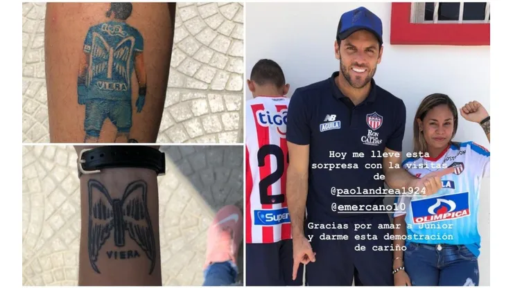 Los tatuajes de hinchas del Junior en honor a Sebastián Viera.