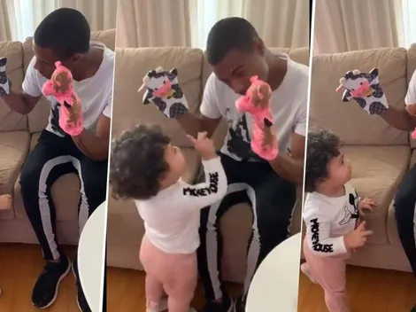 Esto es River: filmaron a De La Cruz jugando con su hija y demostró que es el mejor papá del universo