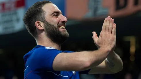 Gonzalo Higuaín festejando un gol en Chelsea.