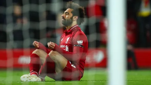 EL GOLEADOR. Mohamed Salah agradece en silencio mientras Anfield festeja uno de sus dos goles (Foto: Getty).