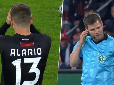 Alario casi de mata haciendo un gol ¡y encima se lo anuló el VAR!