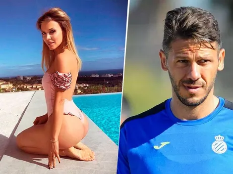 Evangelina Anderson posó para la foto, Demichelis metió una mano en offside y ella no lo perdonó