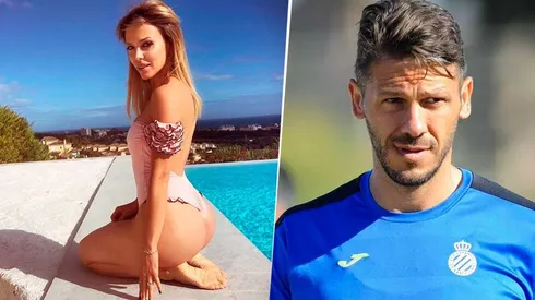 Evangelina Anderson posó para la foto, Demichelis metió una mano en offside y ella no lo perdonó