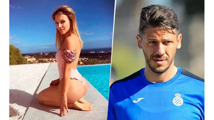 Evangelina Anderson posó para la foto, Demichelis metió una mano en offside y ella no lo perdonó