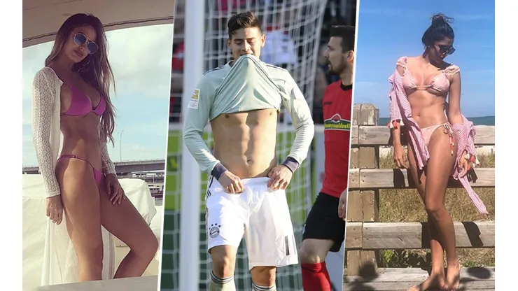Foto de James Rodrìguez y las dos mujeres.