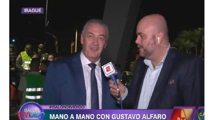 Alfaro, DT de Boca, en diálogo con la prensa.