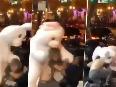 Estamos llorando: un conejo de pascuas se mató a golpes en la calle y hay video