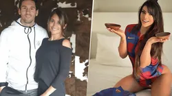 Foto de Antonella Roccuzzo y Messi con Suzy.