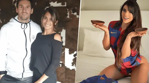 Foto de Antonella Roccuzzo y Messi con Suzy.