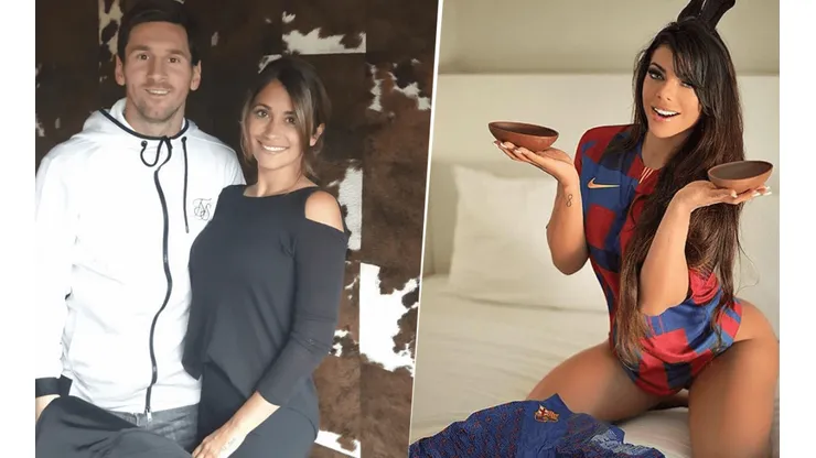 Foto de Antonella Roccuzzo y Messi con Suzy.