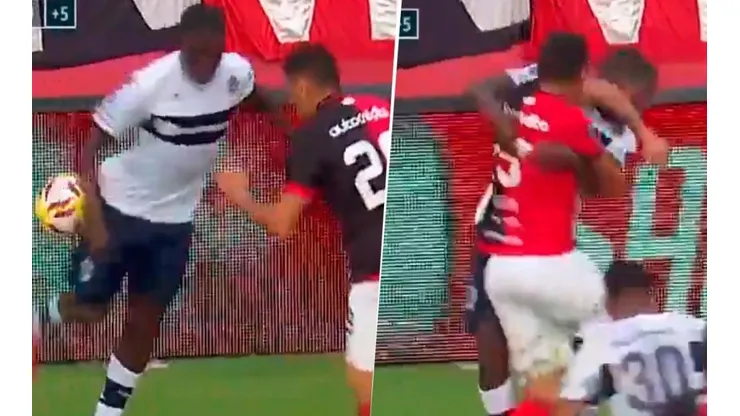 Hurtado tiró una de Ronaldinho y se comió un codazo hermoso