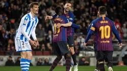 ALBA A LO MESSI. El lateral izquierdo marcó un golazo para el 2-1 (Foto: Getty).