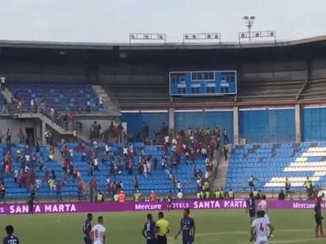 Con caballos tuvieron que controlar a enardecidos hinchas del Unión Magdalena