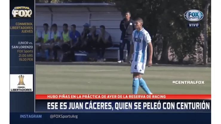 FOX Sports: detalles de cómo se dio la pelea entre Centurión y el pibe de Racing