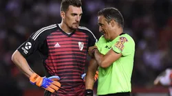 Armani antes de su lesión ante Talleres.