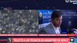 Entendió todo: Gallardo le pidió a los hinchas de River que no cantaran "olé"