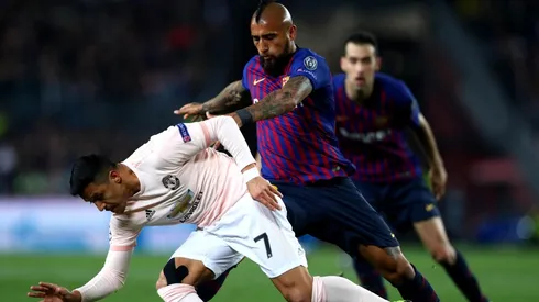 Foto de Arturo Vidal con Alexis Sánchez.