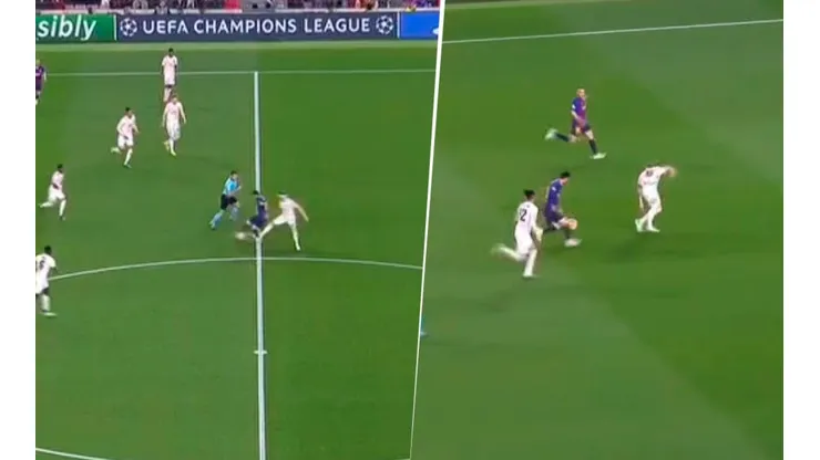 Messi usó al árbitro, sacó a bailar un rival con un caño y casi gol del Barcelona