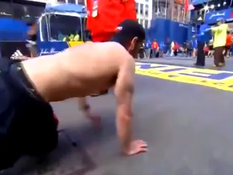 Emocionante: terminó a la rastra la maratón de Bostón por una promesa