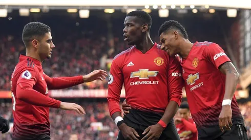 El particular festejo de Paul Pogba.