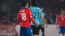 Foto de Edinson Cavani con Jara.