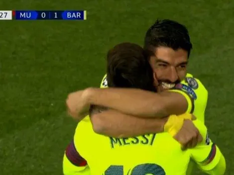 Suárez marcó en Old Trafford de un pase genial de Messi y rompió su maldición