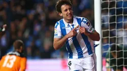 Oyarzabal festeja el 2 a 1. (Foto: Real Sociedad)
