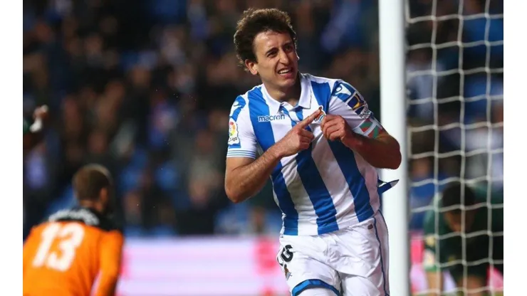 Oyarzabal festeja el 2 a 1. (Foto: Real Sociedad)