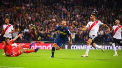 Foto de Dario Benedetto celebrando su gol en Madrid.