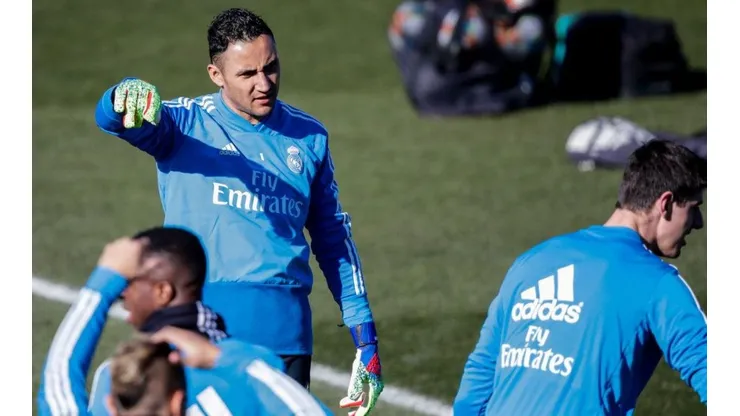 ENTRAS TÚ, KEYLOR. Navas y Courtois en el entrenamiento del Real Madrid (Foto: Getty).