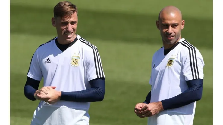 Biglia y Mascherano durante un entrenamiento en Rusia 2018.