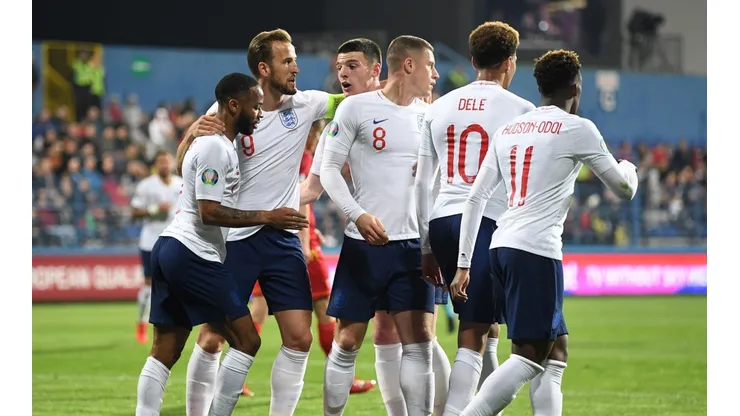 El festejo de los jugadores de Inglaterra.
