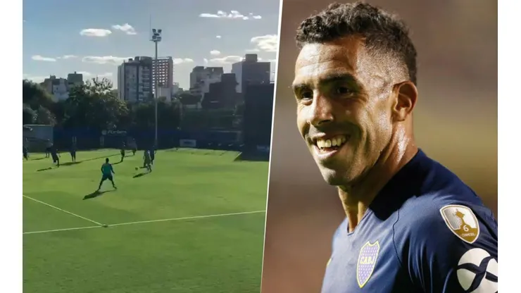 A Alfaro le encanta esto: el golazo de Tevez en el entrenamiento de Boca