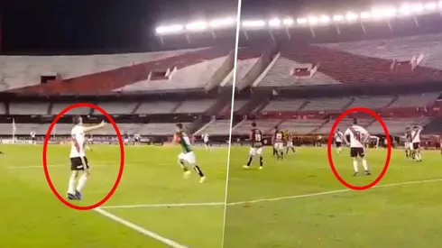 El silencio del Monumental dejó escuchar los constantes reclamos de Borré: "¡Oso! ¡Juan! ¡Nacho!"