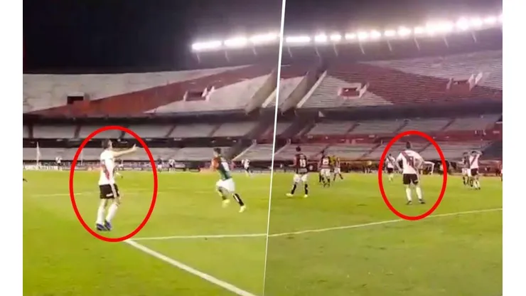 El silencio del Monumental dejó escuchar los constantes reclamos de Borré: "¡Oso! ¡Juan! ¡Nacho!"