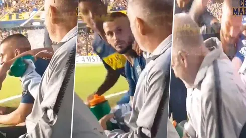 Lo que la TV no mostró: la reacción de Tevez y Benedetto cuando el kinesiólogo de Boca les tiró agua