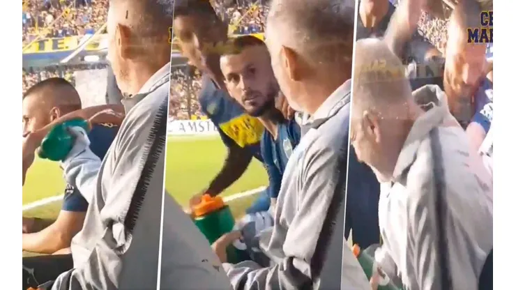 Lo que la TV no mostró: la reacción de Tevez y Benedetto cuando el kinesiólogo de Boca les tiró agua