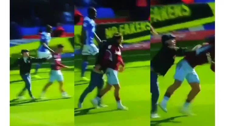 Terrible: en Inglaterra, un hincha se metió a la cancha y le pegó una trompada a un jugador del Aston Villa