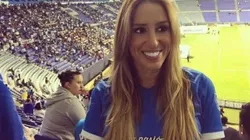 Barbie Blanco en la cancha de Racing.