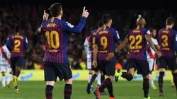 EL DIEZ. Messi celebra su gol tras el 2-1 del Barcelona sobre Rayo Vallecano (Foto: Getty).