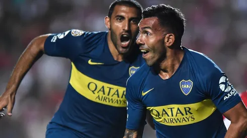Foto de Carlos Tevez gritando un gol de Boca.