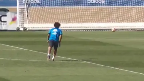 Marcelo en el entrenamiento de Real Madrid.