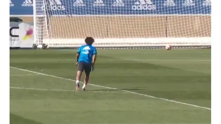 Marcelo en el entrenamiento de Real Madrid.