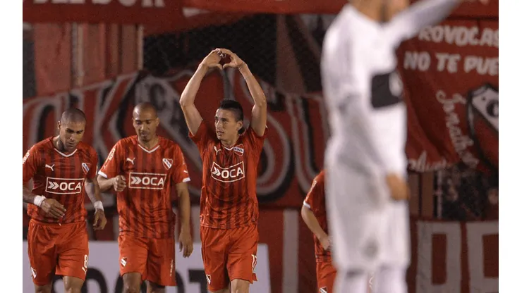 Trejo festeja su gol ante Olimpia en la Sudamericana 2015.